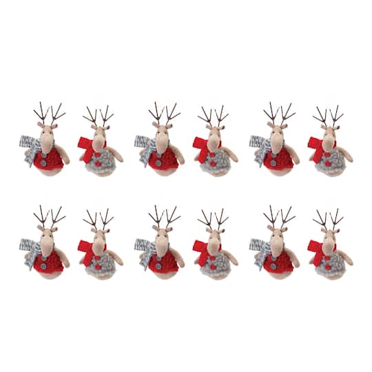 Plush Deer with Sweater Ornament Set By Melrose | 6" | Michaels®